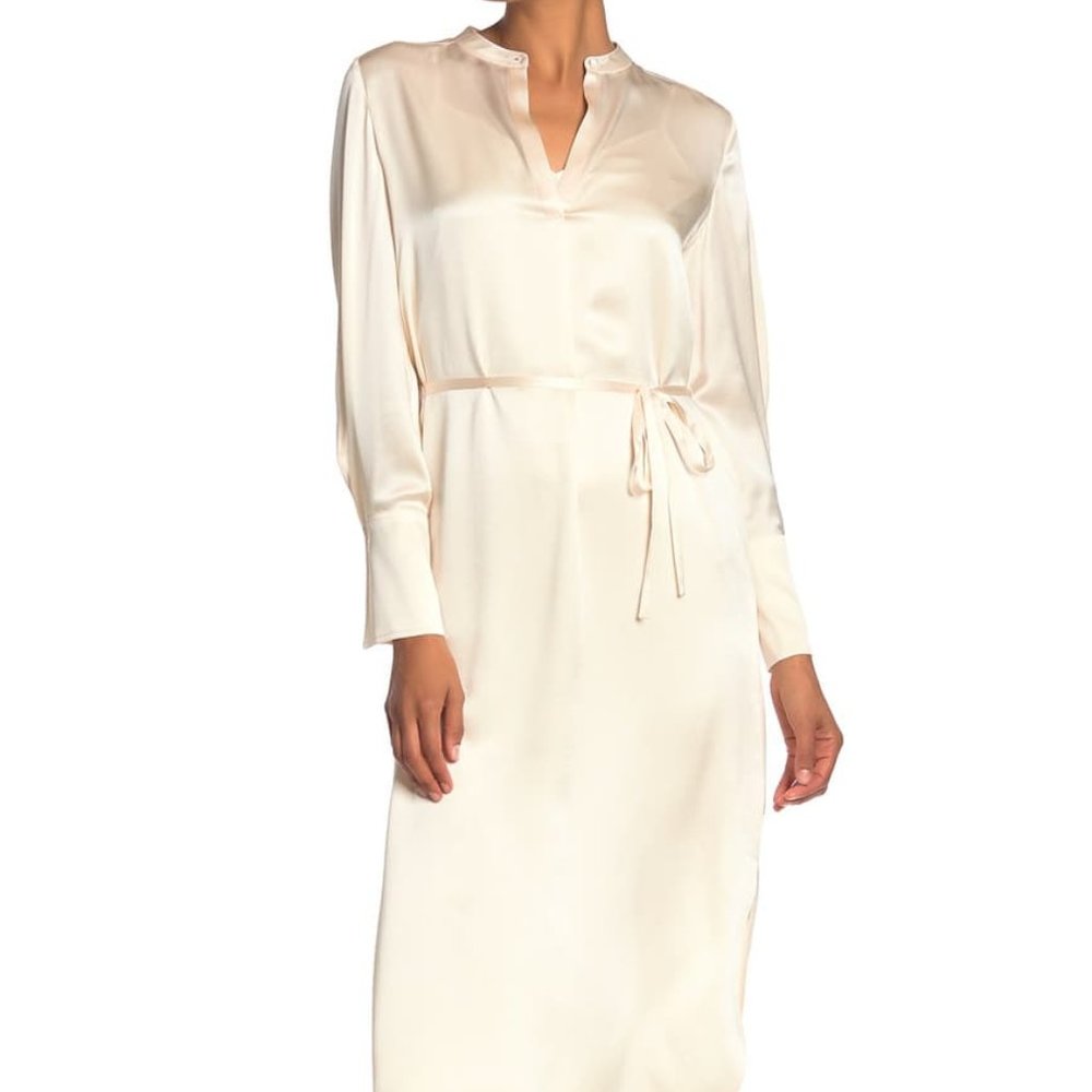 NWT Vince Band Collar Silk Shirt Dress - Sz4